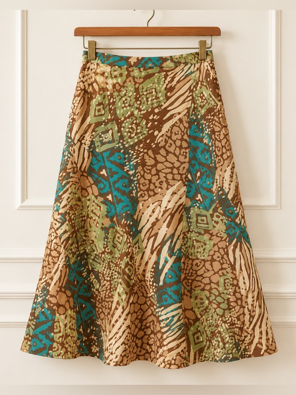 Ruby Rd Skirt Womens 18W Plus Cotton Lined Midi Abstract Animal Print Boho